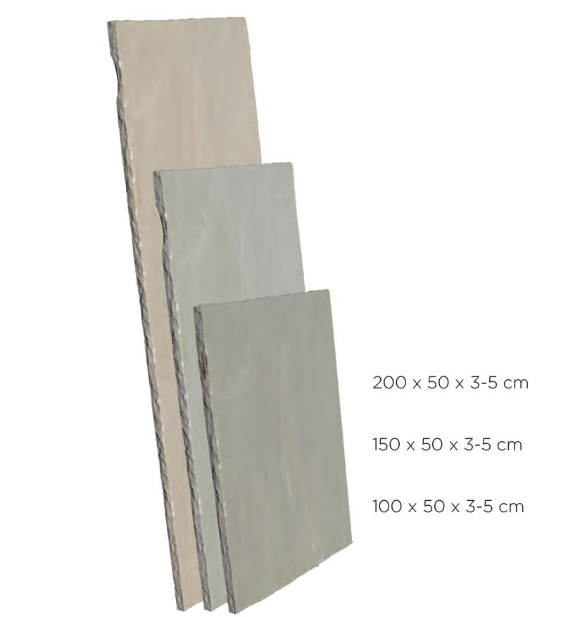Panneau de grès d'Inde TOUAREG GREY pour réalisation de palissade ou pare-vue de jardin , 50 cm x 150 cm x 3/5 cm - PALETTE COMPLETE