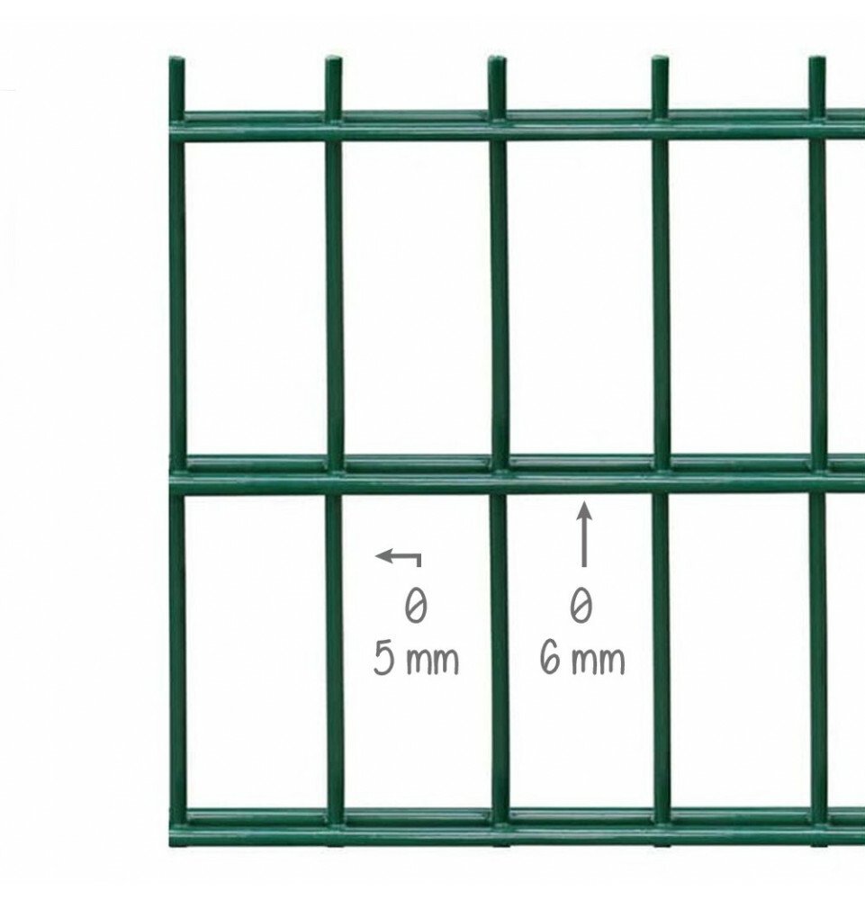 Kit grillage rigide 5 ml, à sceller double fil de 6/5/6 mm, hauteur 2.03 m, vert