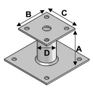 Pied de poteau avec platine 100 mm x 100 mm x 80 mm