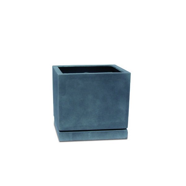 Vase carré avec soucoupe Portland PM aspect plomb