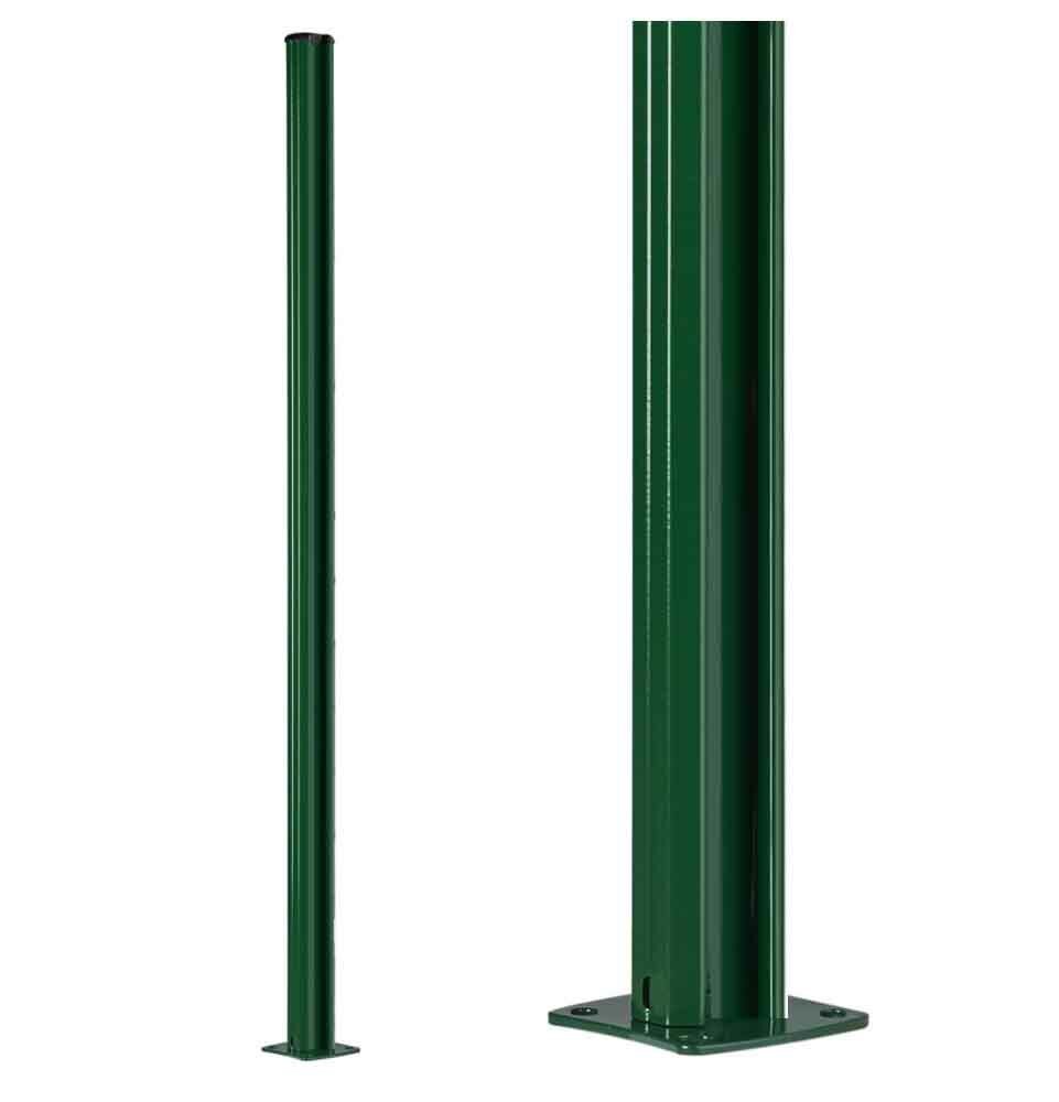 Poteau à clips sur platine à visser pour grillage rigide couleur vert, hauteur 197 cm