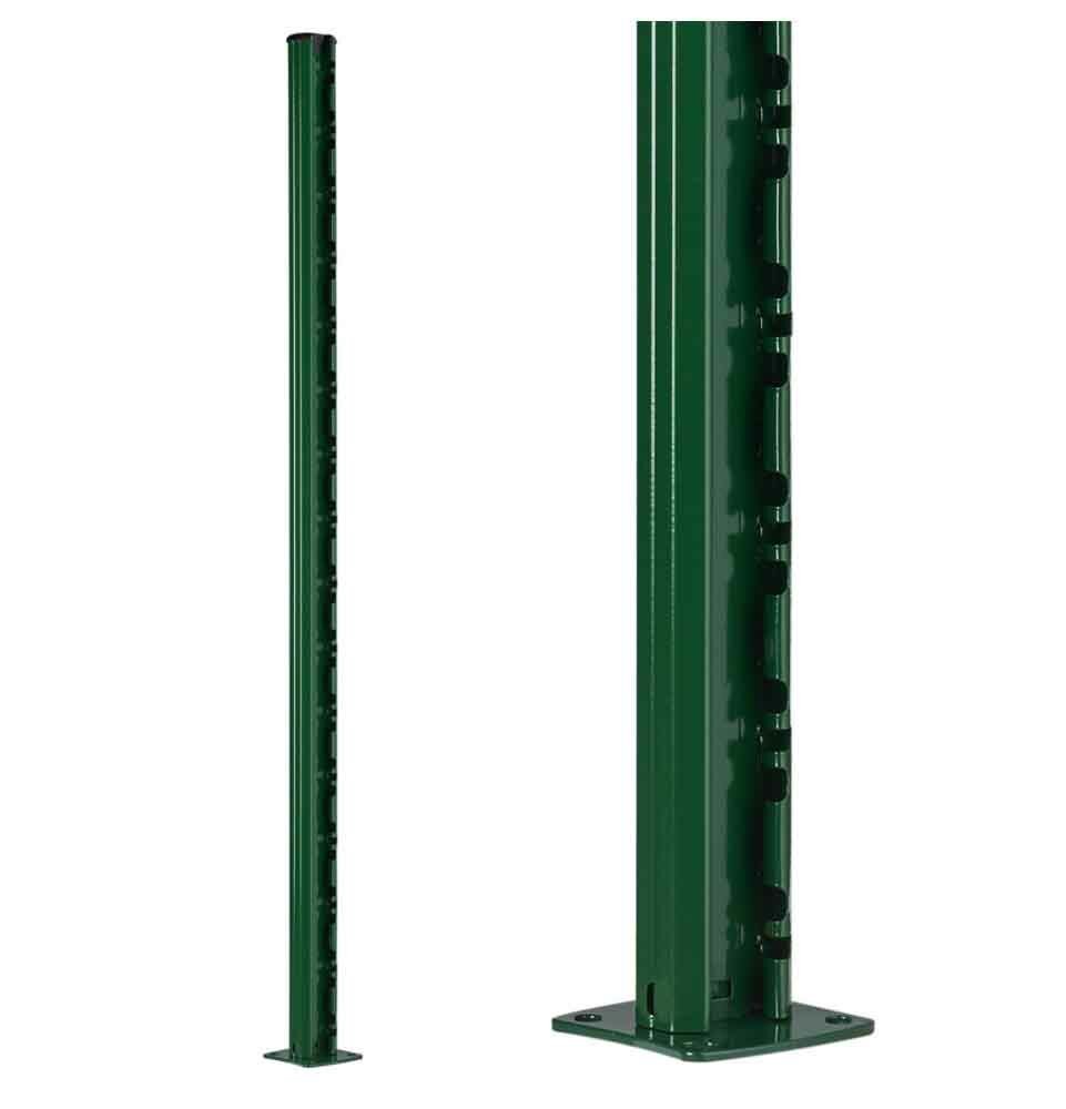 Poteau à encoche sur platine pour grillage rigide couleur vert, hauteur 197 cm