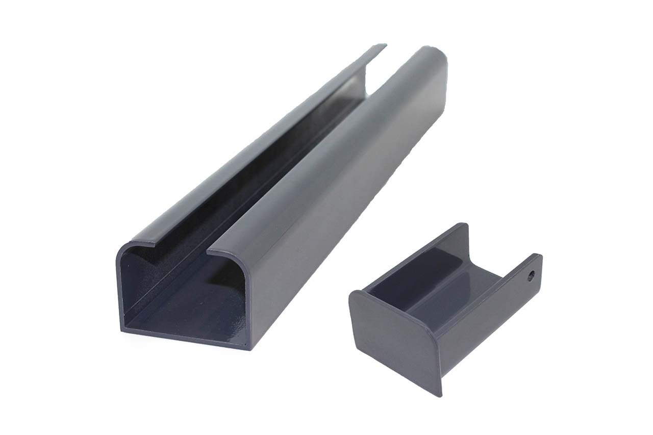 Poteau de départ/fin en aluminium, recoupable 42 mm x 60 mm x 2.32 m, avec capot