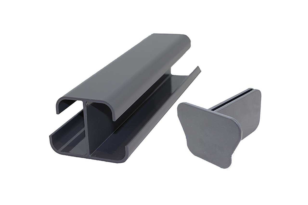 Poteau intermédiaire/ d'angle en aluminium, recoupable 57 mm x 75 mm x 2.32 m, avec capot