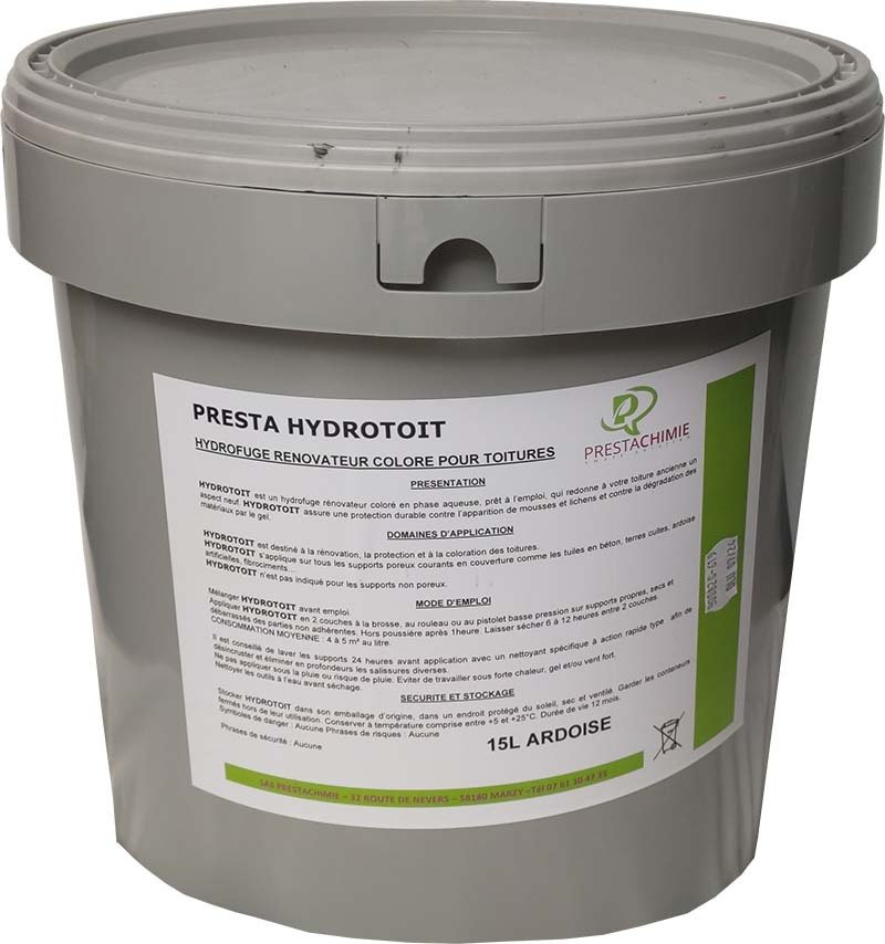 Hydrofuge rénovateur brun pour toiture, seau de 15 L