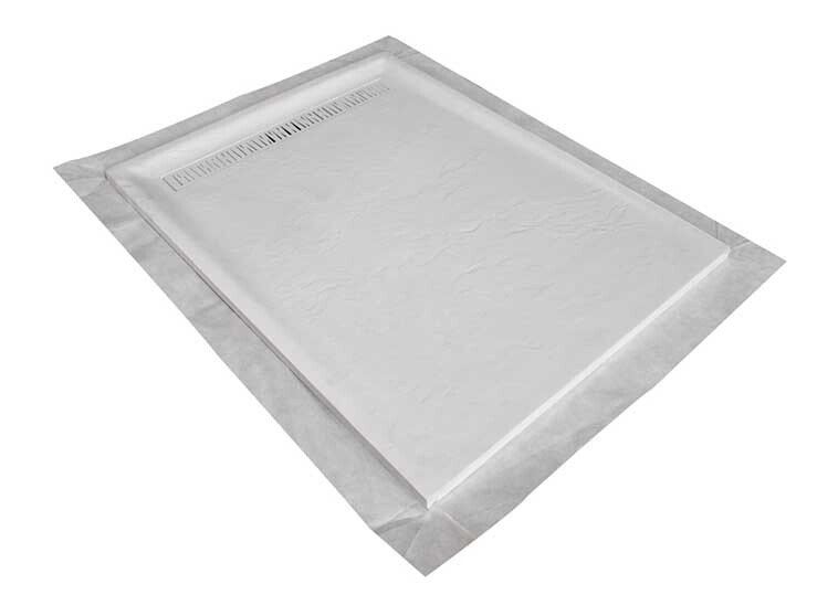 Receveur résine 100 x 100 cm blanc imitation ardoise - grille caniveau excentrée