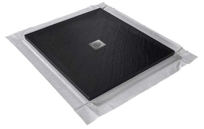 Vignette Receveur pierre naturelle graphite noir 100 x 100 cm - grille carrée centrée