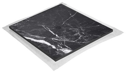 Vignette Receveur résine 120 x 120 cm imitation marbre noir - grille carrée centrée