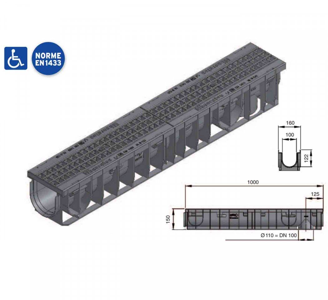 caniveau RECYFIX pro 100, type 01