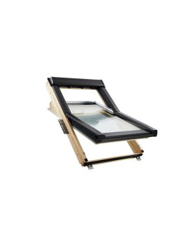 Vignette Fenêtre à rotation premium finition bois naturel, avec bloc isolant - 55 cm x 98 cm