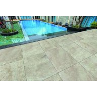 Margelle de piscine ou couvertine STRONG MIX, 1 bord demi-rond, surface vieillie, 33 cm x 61 cm x 3 cm