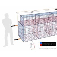 Kit gabion, 150 cm (H) x 100 cm + 50 cm, pour soutènement, assemblage spirales, mailles 5 x 10 cm, grilles non visibles mailles 10 x 10 cm