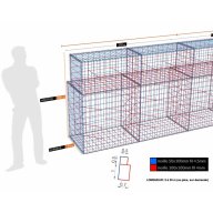 Kit gabion, 150 cm (H) x 70 cm + 50 cm, pour soutènement, assemblage spirales, mailles 5 x 10 cm, grilles non visibles mailles 10 x 10 cm