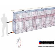 Kit gabion, 170 cm (H) x 70 cm + 50 cm, pour soutènement, assemblage spirales, mailles 5 x 10 cm, grilles non visibles mailles 10 x 10 cm