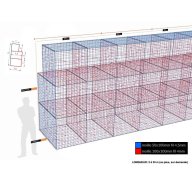 Kit gabion, 300 cm (H) x 150 cm + 150 cm + 100 cm, pour soutènement, assemblage spirales, mailles 5 x 10 cm, grilles non visibles mailles 10 x 10 cm