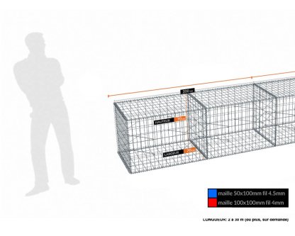 Vignette Kit gabion 70 cm (L) x 70 cm (H), pour soutènement, assemblage spirales, mailles 5 x 10 cm, grilles non visibles mailles 10 x 10 cm