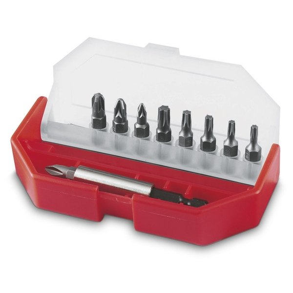Coffret 9 embouts vissage PH/PZ/plat + porte embouts