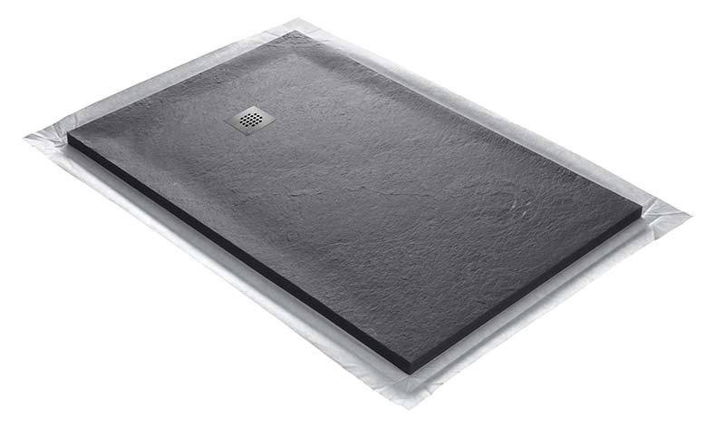Receveur pierre naturelle rocher de mer 200 x 100 cm - grille carrée acier excentrée