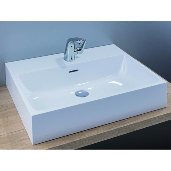 Vasque rectangulaire en gelcoat mat, avec trop plein