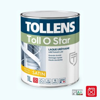 Vignette Peinture laque tendue TOLLENS TOLL O STAR, satinée, haute durabilité, aux résines alkydes uréthanes en phase solvant.