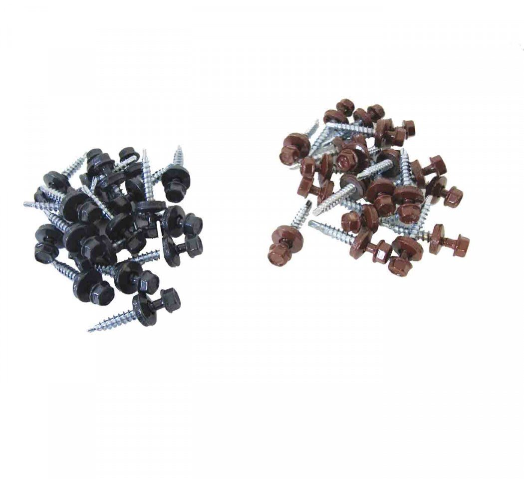 Sachet de 100 Vis autoperceuses, anthracite avec rondelles