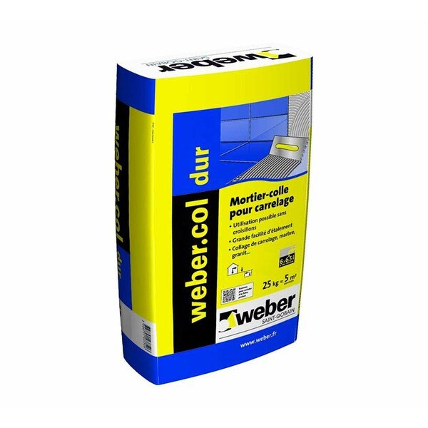 Colle à carrelage webercol dur gris, 25 kg