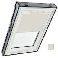 Store occultant intérieur - couleur beige clair, glissières blanches - pour fenêtre ROTO Q -134 cm x 160 cm