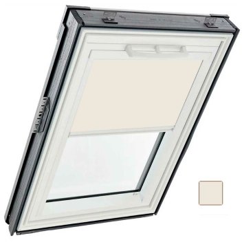 Vignette Store occultant intérieur - couleur beige, glissières blanches- pour fenêtre ROTO Q -134 cm x 98 cm