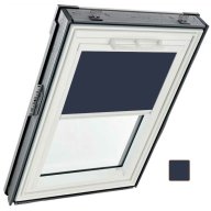 Store occultant intérieur - couleur bleu nuit, glissières blanches - pour fenêtre ROTO Q -134 cm x 160 cm