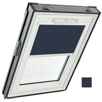 Vignette Store occultant intérieur - couleur bleu nuit, glissières blanches - pour fenêtre ROTO Q -134 cm x 98 cm