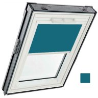Store occultant intérieur - couleur bleu pétrole, glissières alu - pour fenêtre ROTO designo R6 et R8 -134 cm x 140 cm