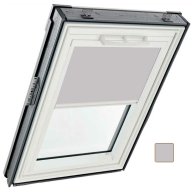 Store occultant intérieur - couleur gris clair, glissières blanches - pour fenêtre ROTO Q -134 cm x 160 cm