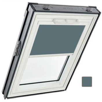 Vignette Store occultant intérieur - gris foncé, glissières blanches - pour fenêtre ROTO Q -114 cm x 118 cm