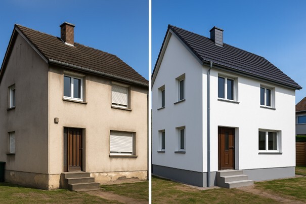 Maison avant après ITE